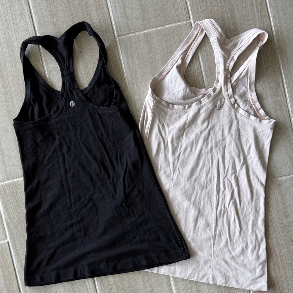 Women's FITTED Black and Cream Tank Tops